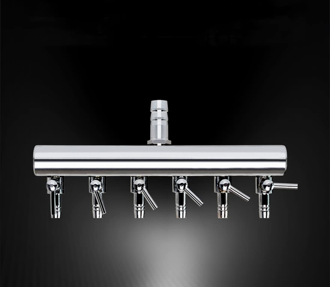 6-Way Aquarium Air Flow Control Valve - Chromium Copper Fish Tank Splitter Pump Accessories for Oxygen Distribution (1Pcs) - Perfect for Freshwater & Saltwater Tanks, Aquaponics Systems