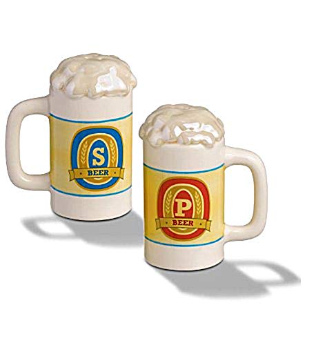 Premium Beer Stein Salt and Pepper Shakers Set - German Style Ceramic Seasoning Dispensers for Kitchen, Dining Table & Oktoberfest Party Decor