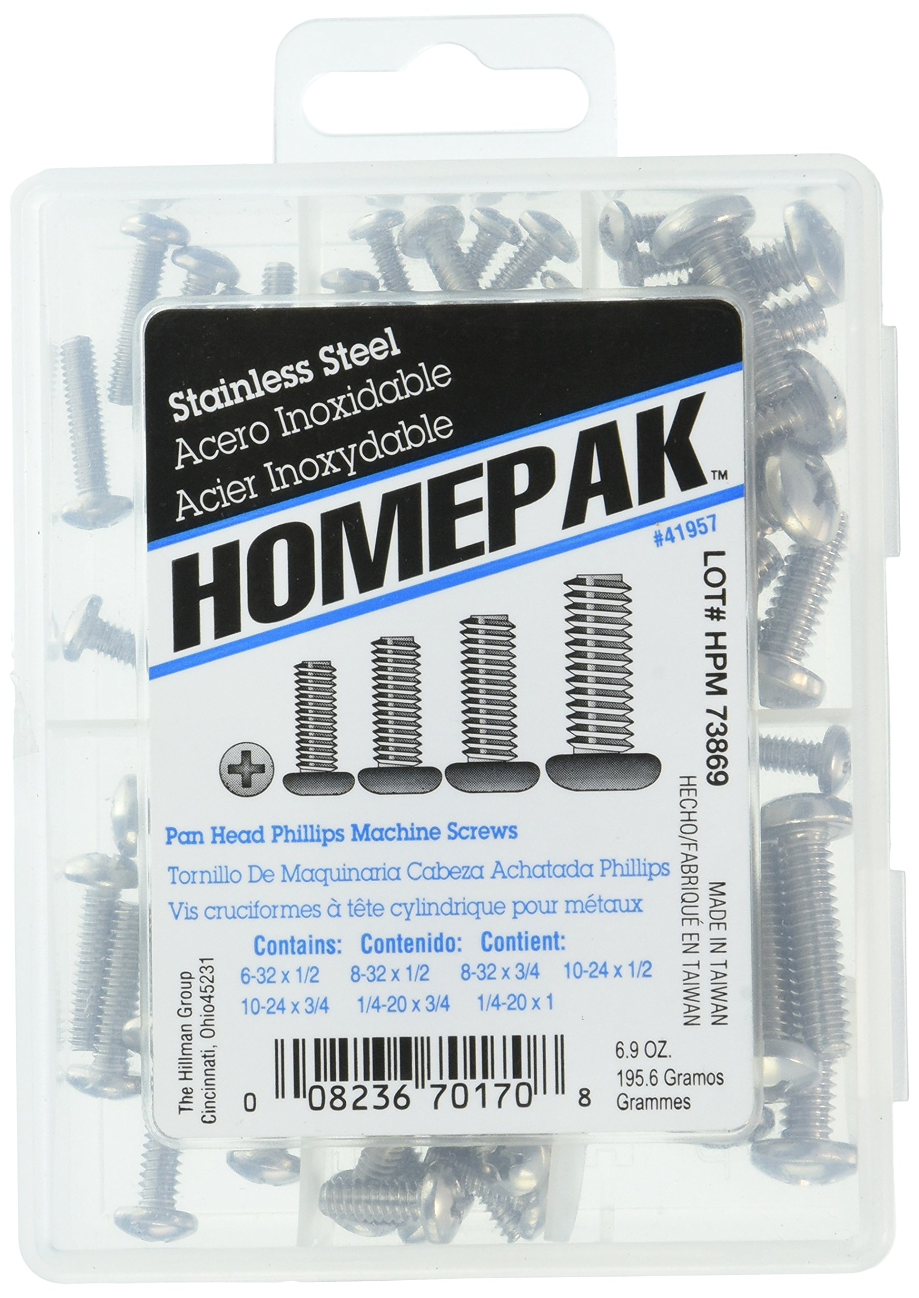 41957 Pan Head Phillips Machine Screws - Stainless Steel Flat Head Screws for Wood, Metal & DIY Projects - Perfect for Furniture Assembly, Home Repair & Construction