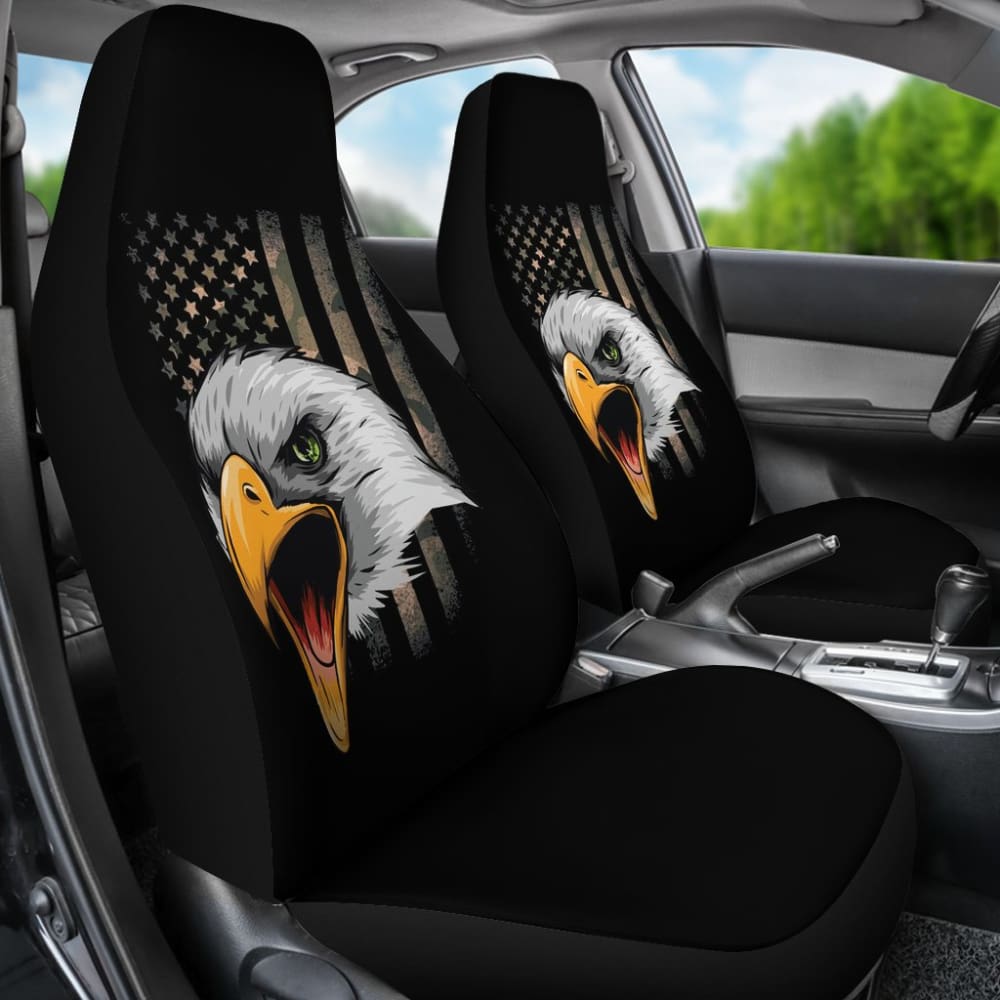 Premium Custom American Flag & Eagle Design Car Seat Covers - Durable Green Auto Accessories for Trucks & SUVs - Perfect for Patriotic Drivers & Road Trips