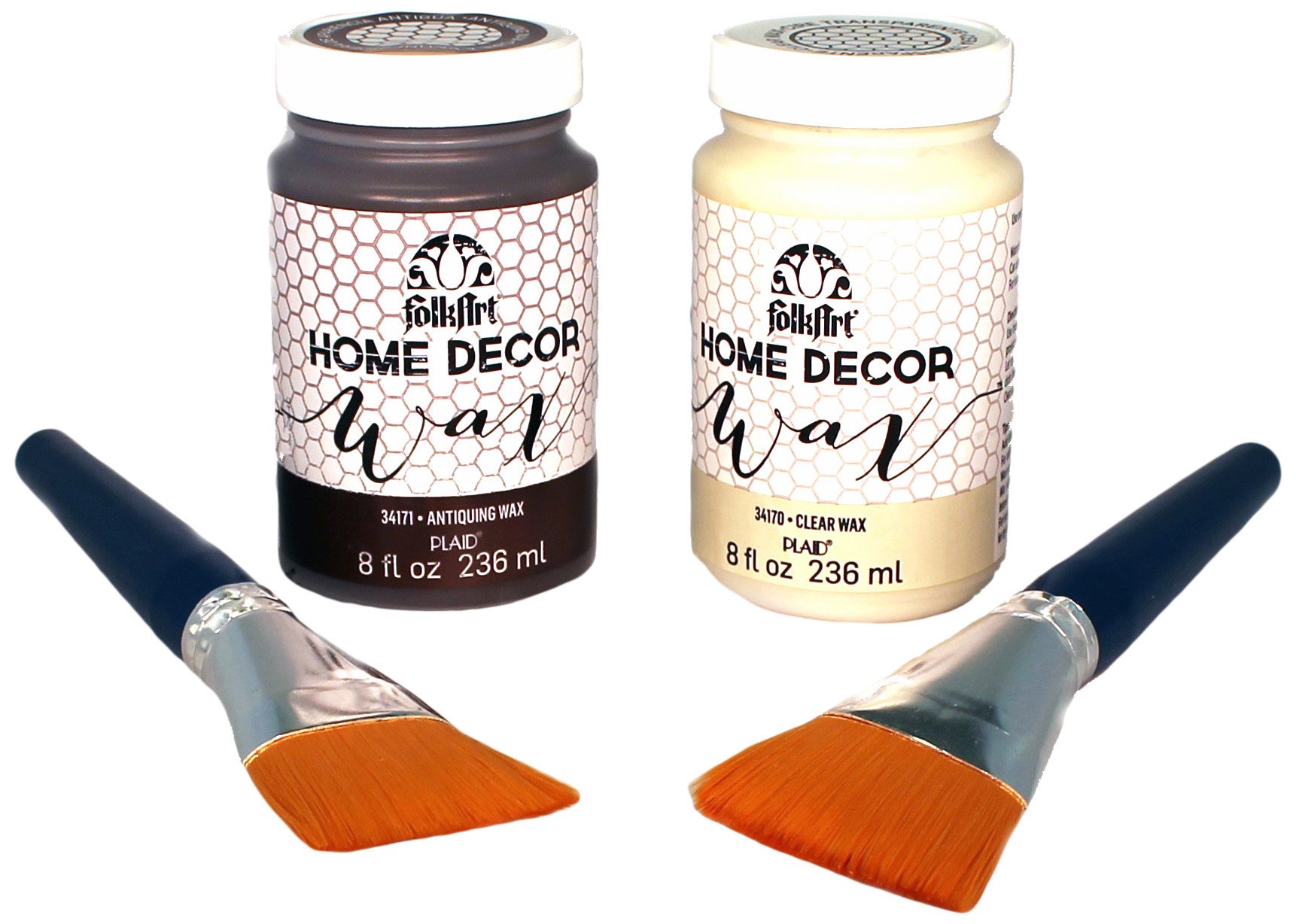 FolkArt Home Decor Chalk Wax and Brush Set for DIY Furniture Painting, Distressed Finish, and Vintage Style Projects - Perfect for Upcycling, Cabinets, Tables, and Wood Crafts