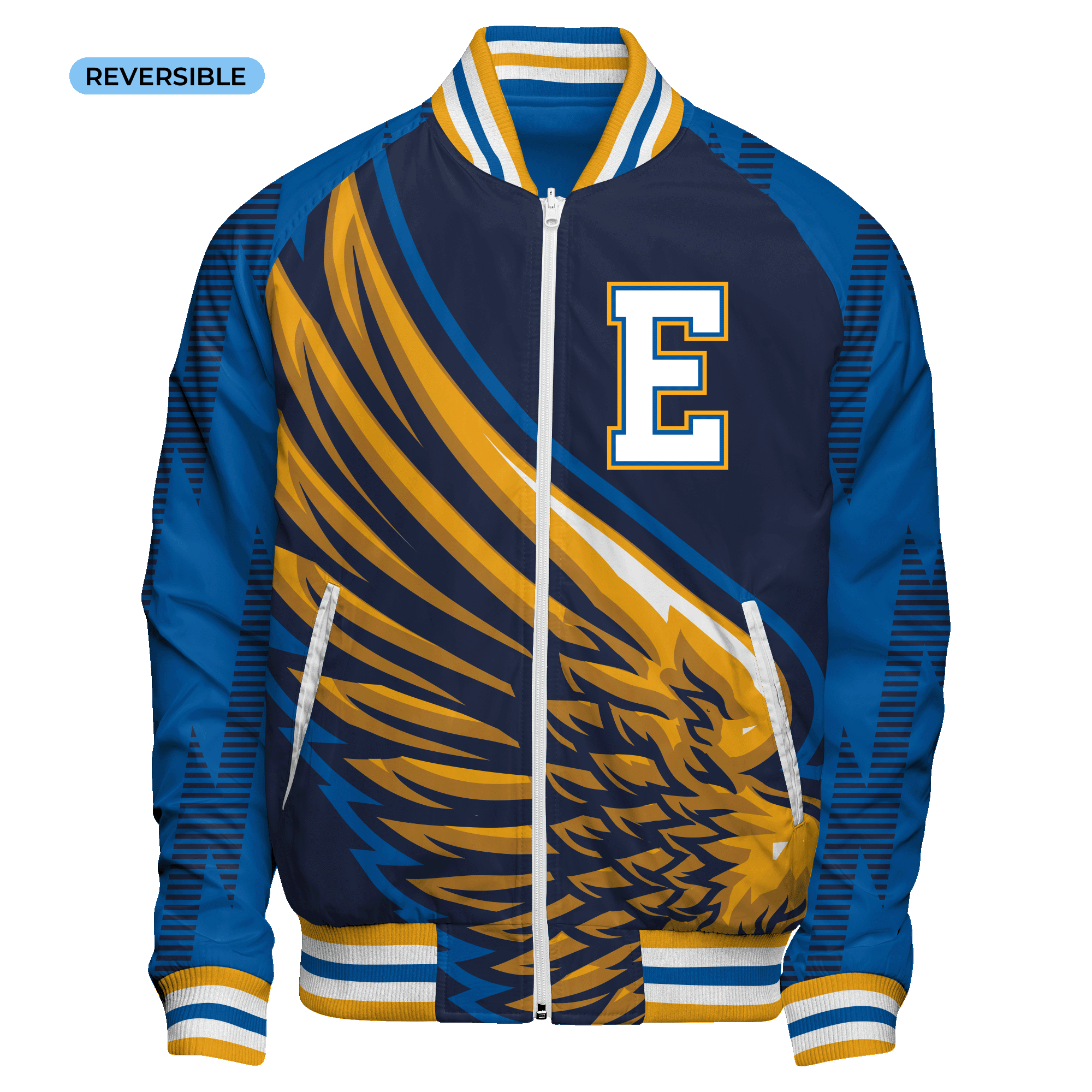 Reversible Varsity Jacket for Men & Women - Cotton Fleece Lining & Waterproof Nylon Shell with Front Zipper - Perfect for School, Sports, and Casual Outfits