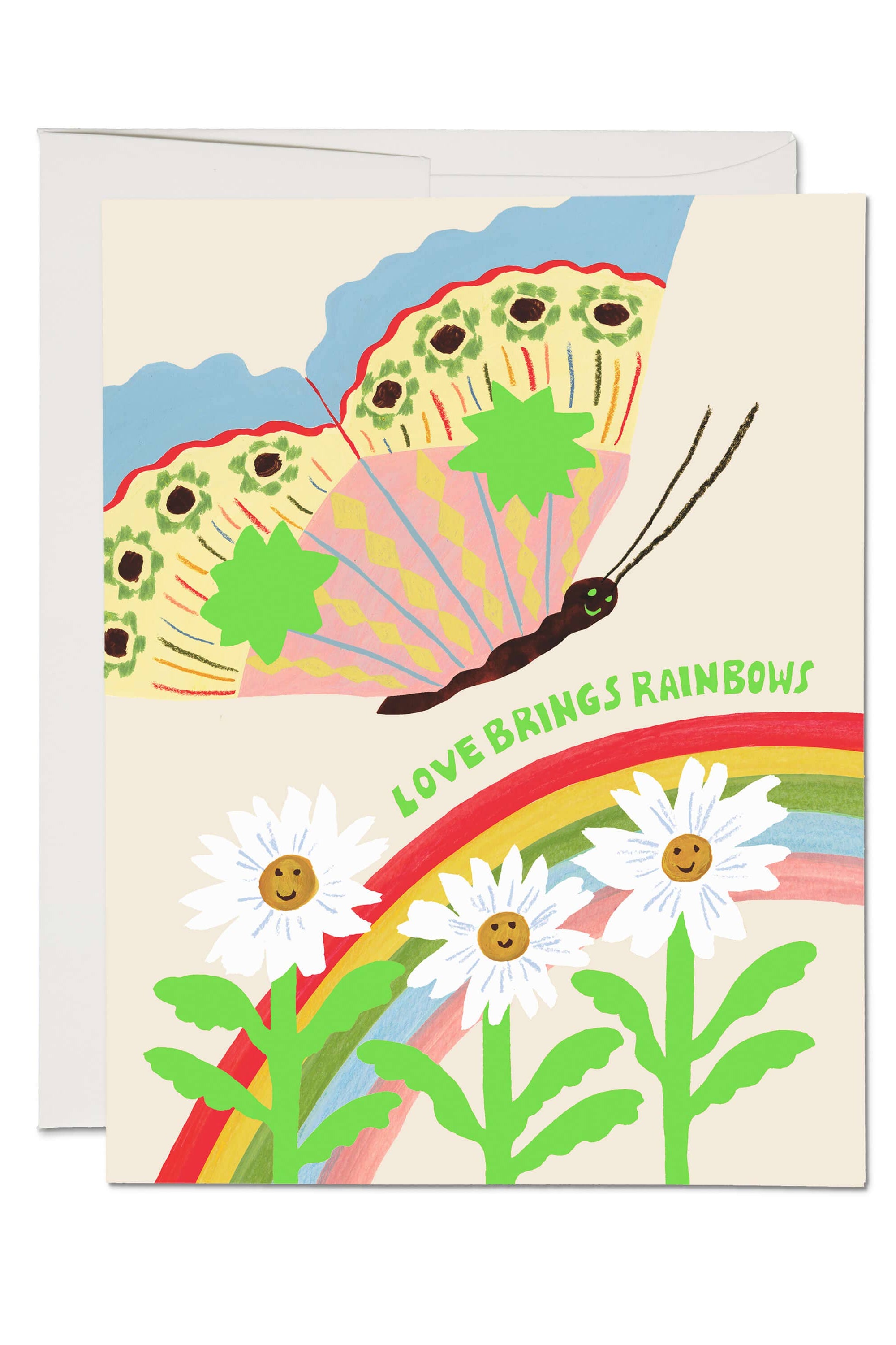 Love Brings Rainbows Greeting Card - Heartfelt Rainbow Design for Birthday, Anniversary & Valentine's Day - Perfect for Romantic Gifts & Special Occasions