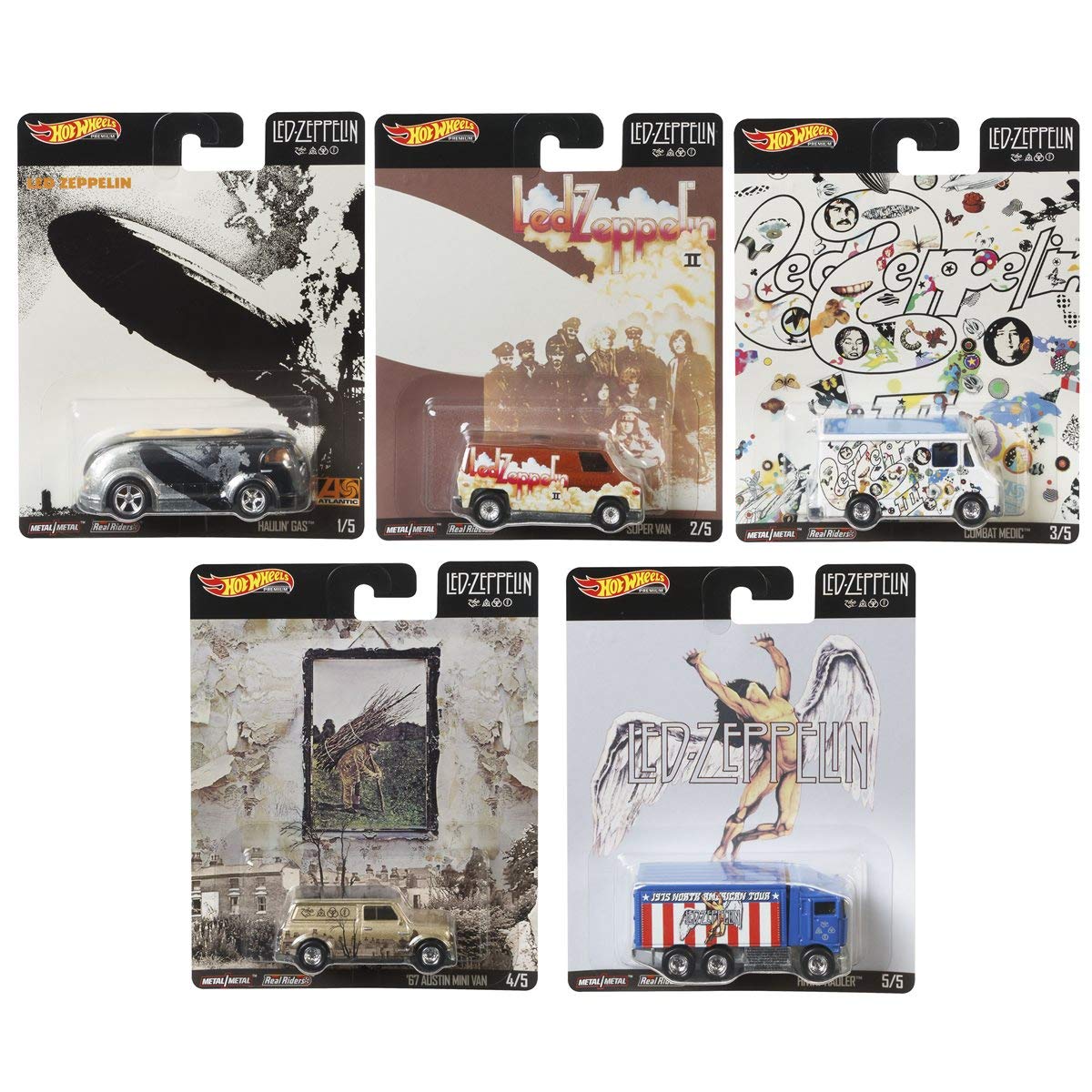 Hot Wheels Premium Pop Culture 2020 - Led Zeppelin 5-Car Collector Set by Mattel | Die-Cast Model Cars for Display & Gift Giving | Perfect for Rock Music Fans & Car Enthusiasts