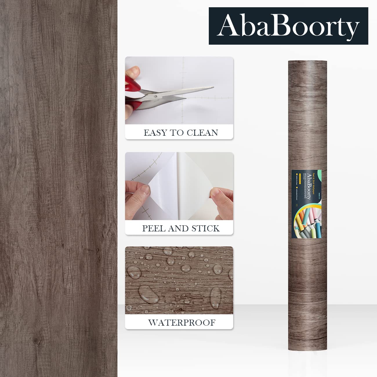 AbaBoorty 85''x15.8'' Classic Gray Oak Wood Peel and Stick Wallpaper - Waterproof Removable Vinyl Contact Paper for Countertops, Cabinets, Shelves - Perfect for Kitchen, Bathroom & Furniture Makeover