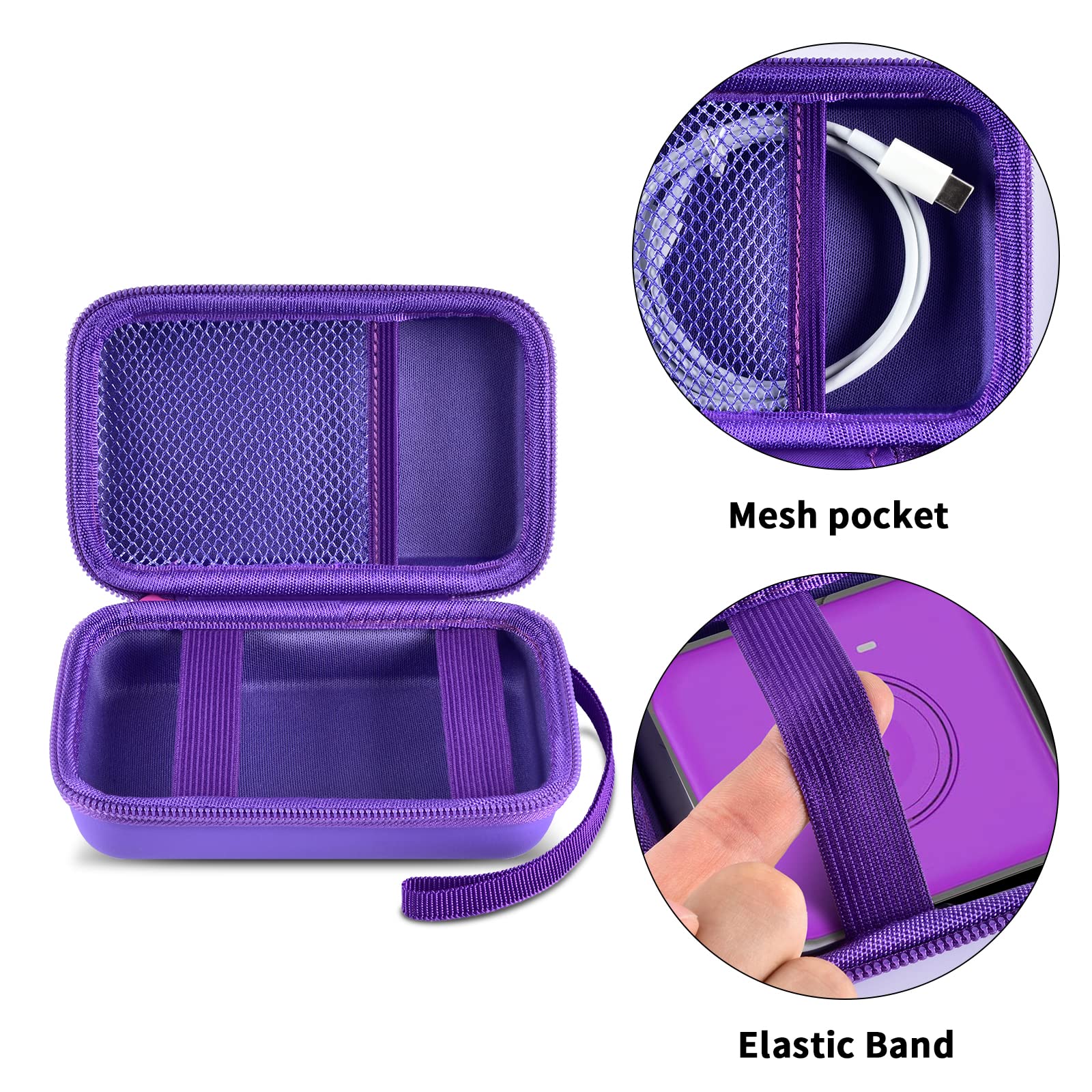 Foldable Magnetic Travel Case for UCOMX Nano, Iseyyox, LISEN & RTOPS 3-in-1 Wireless Charger | Storage Bag for Fast Charging Pad, Cables & Adapters | Compact Purple Organizer Box | Perfect for Travel, Office & Nightstand Charging Station
