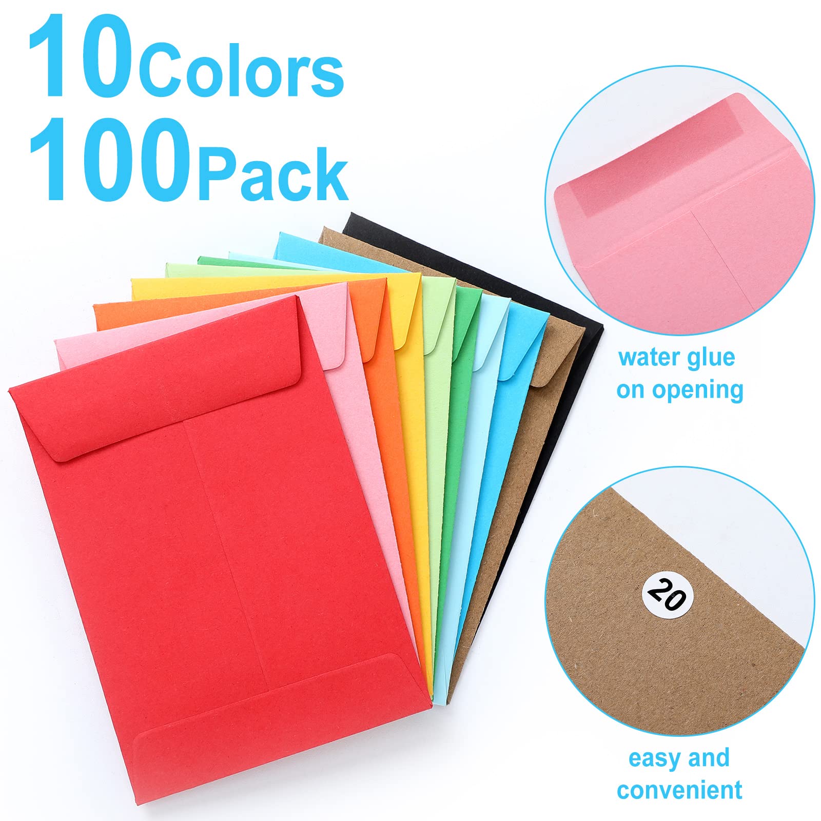 100-Pack 4x3 Inch Cash Envelopes for Budgeting - Money Saving Challenge Envelopes with Stickers for Coins, Checks & Gift Cards - Home & Office Organization (Multicolor) | Perfect for Dave Ramsey Budget System, Cash Stuffing & Financial Planning