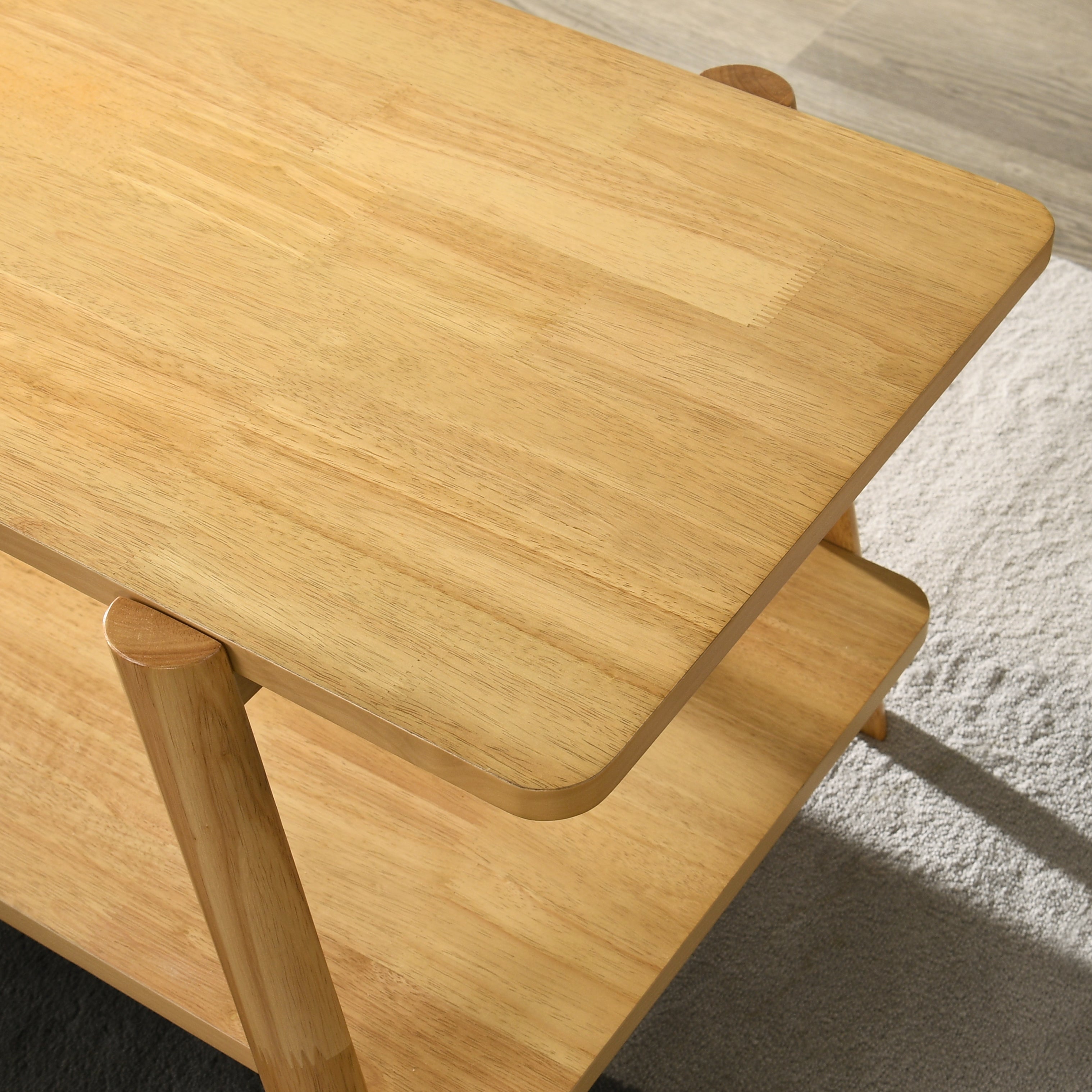 Mid Century Modern Roundhill Furniture Metz Wood Shelf Coffee Table - Stylish Living Room Accent for Books & Decor