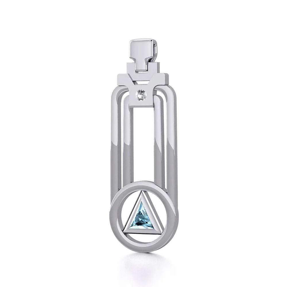 Modern Geometric Silver Pendant Necklace with Genuine Gemstone - Elegant Healing Jewelry for Women - Perfect for Meditation, Yoga & Spiritual Gifts TPD5356