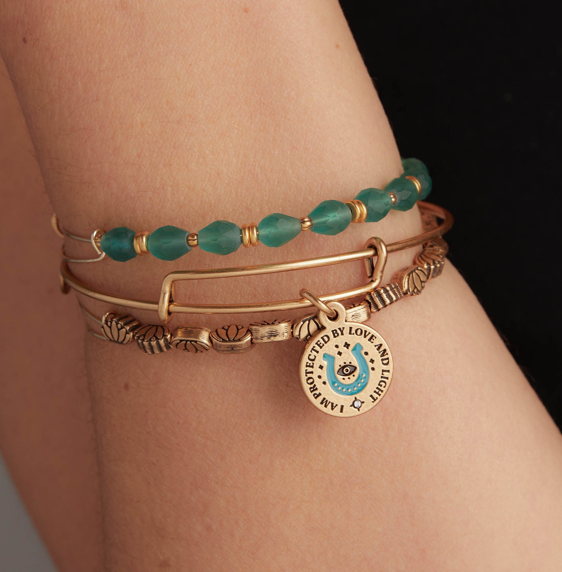 Love and Light Protection Charm Bangles - Set of 2 Spiritual Jewelry for Positive Energy & Good Vibes - Perfect for Meditation, Yoga, and Daily Wear