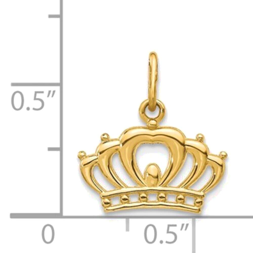 14K Yellow Gold Crown Charm Jewelry for Women - Elegant Gift