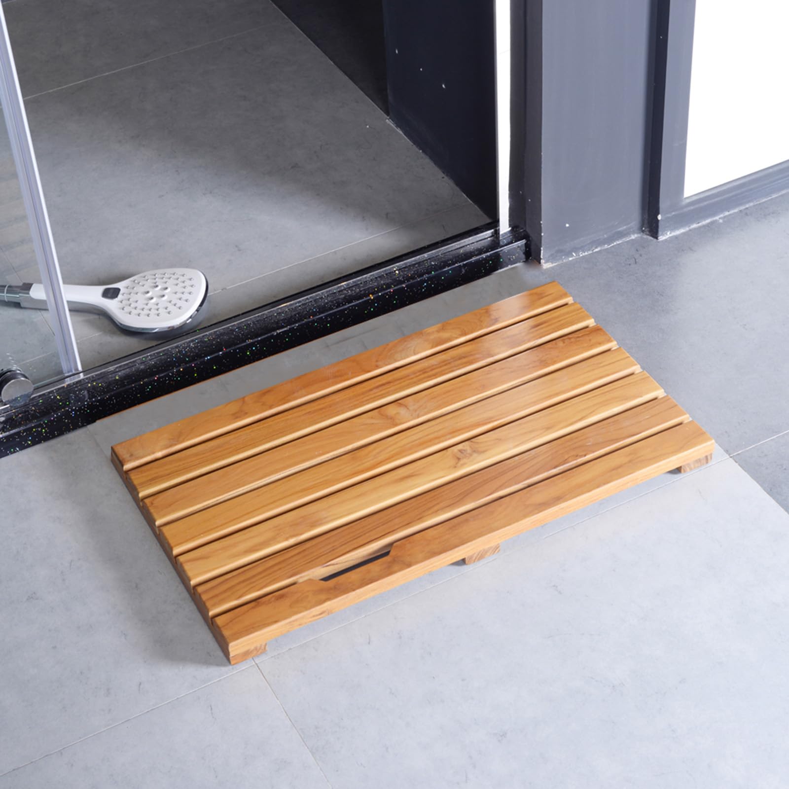 Teak Wood Bath Mat - Non-Slip Shower Mat for Bathroom - 23.6x15.7 Inch - Spa & Home Decor