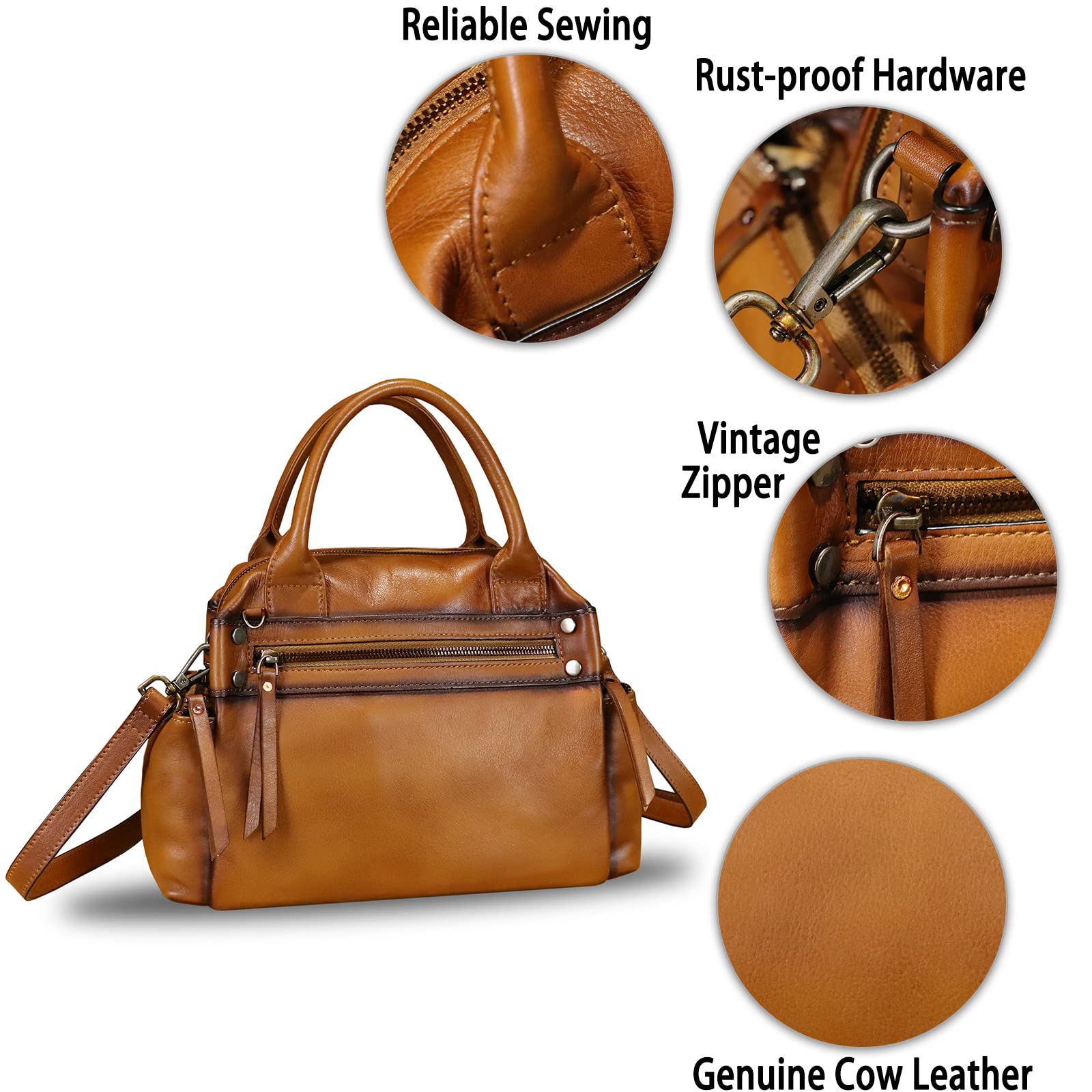 Genuine Leather Handbag for Women - Vintage Crossbody Purse for Daily Use