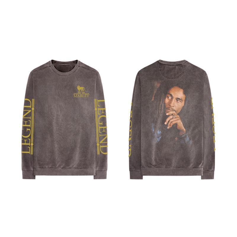 Bob Marley Legend Fleece Crewneck Sweatshirt - Soft & Warm Unisex Pullover for Men & Women - Perfect for Casual Wear, Concerts & Music Festivals