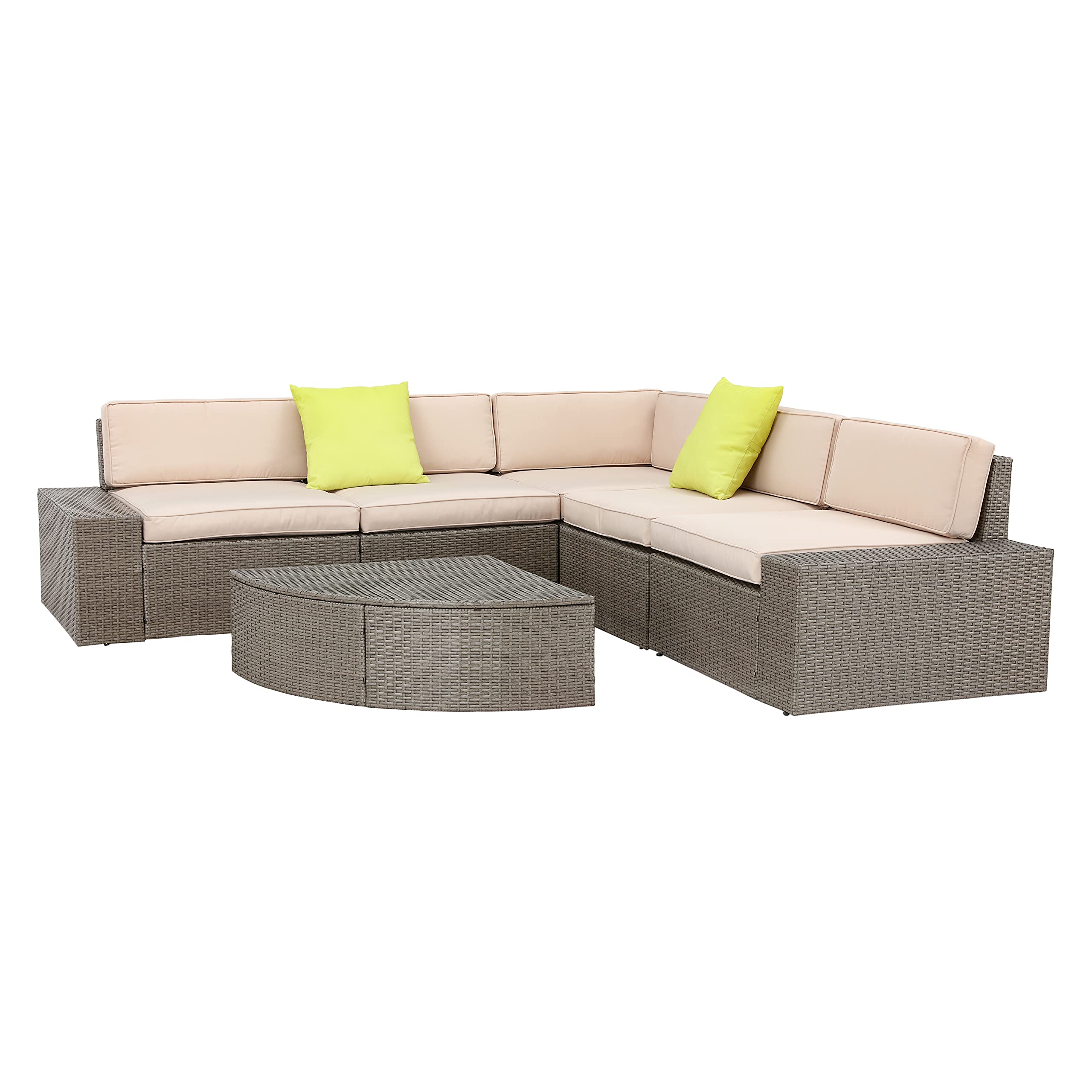 PatioFestival 6-Piece All-Weather PE Rattan Outdoor Sectional Sofa Set with Coffee Table & 3.9
