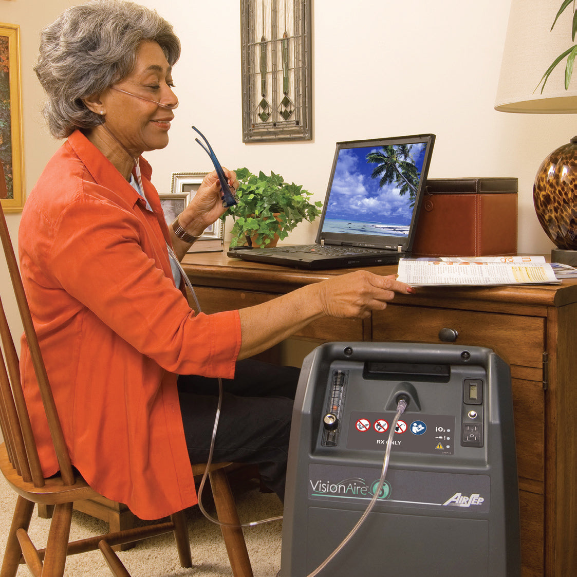 VisionAire 5LPM Oxygen Concentrator for Home Use - Portable Oxygen Machine with Adjustable Flow, Quiet Operation for Sleep & Travel - Ideal for COPD Patients & Elderly Care