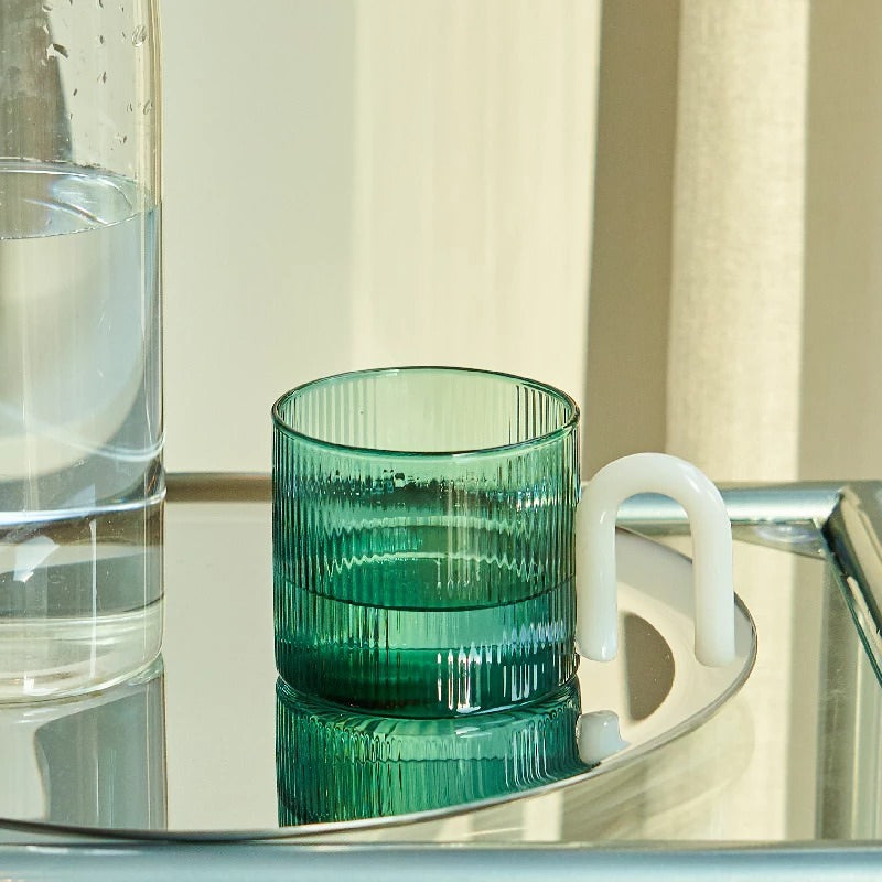 Vintage Ripple Glass Mug - 12oz Retro Design Coffee Cup for Home, Office & Gifts - Perfect for Hot & Cold Beverages, Smoothies & Cocktails
