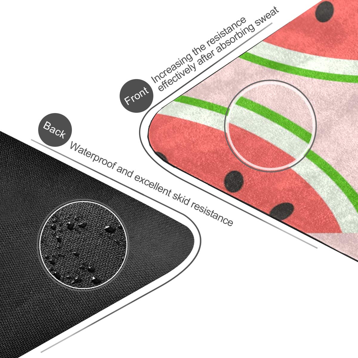 ALAZA Non-Slip Watermelon Slice Yoga Mat for Summer - Extra Thick Fitness Exercise Mat for Yoga, Pilates & Home Workouts - Perfect for Hot Yoga, Gym Sessions & Outdoor Training