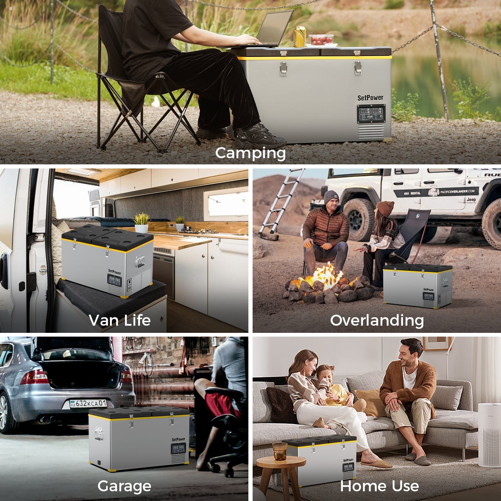 SetPower RV65D 12V Portable Electric Refrigerator - 68.6 Quart (65L) Car Fridge for Truck, RV, Camping & Outdoor Adventures - Keep Food Fresh on Road Trips