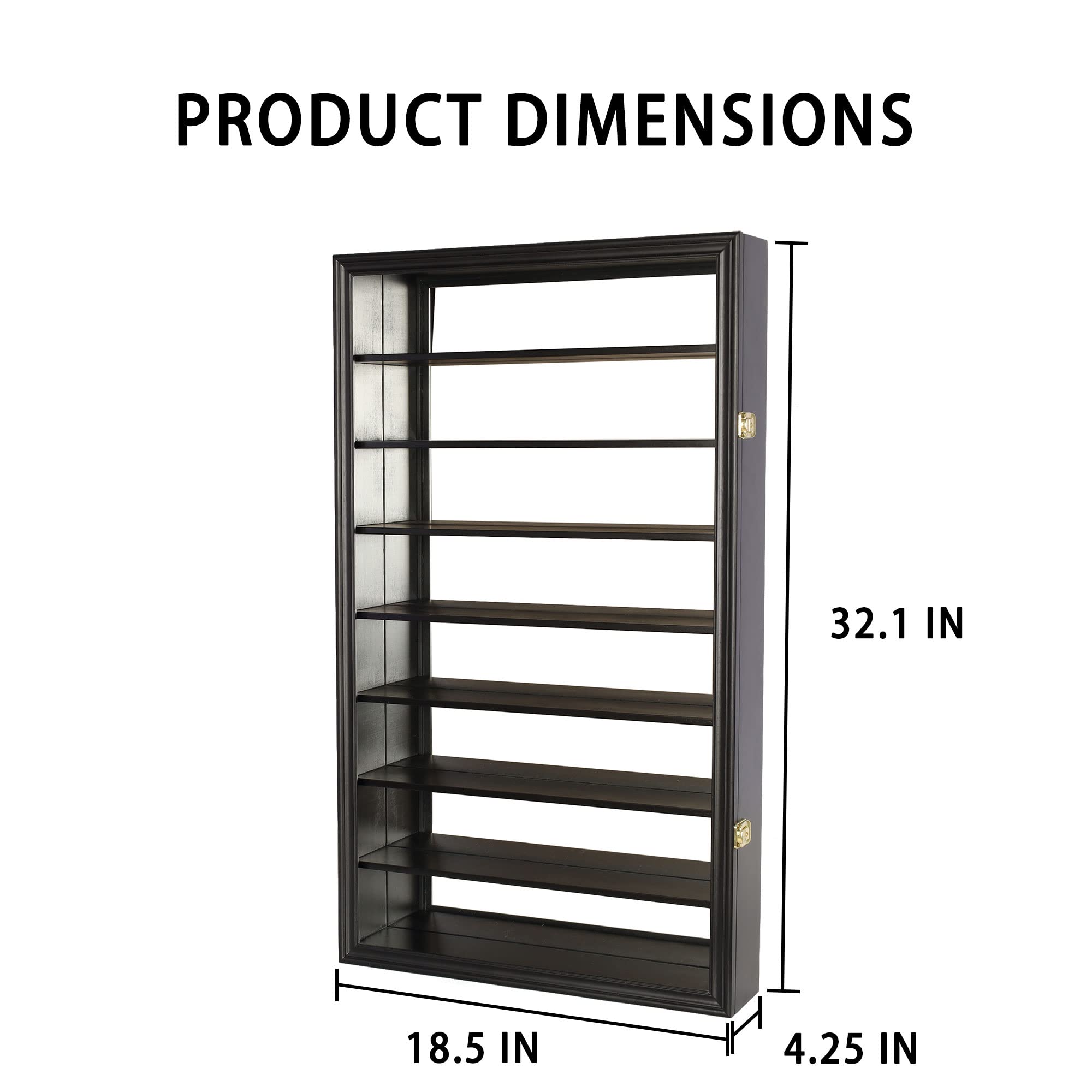 1:24 Scale Large Diecast Toy Cars with Display Case - 16 Car Holder Cabinet Compatible with Hot Wheels, Black Finish - Perfect for Collectors & Kids Playroom Decor