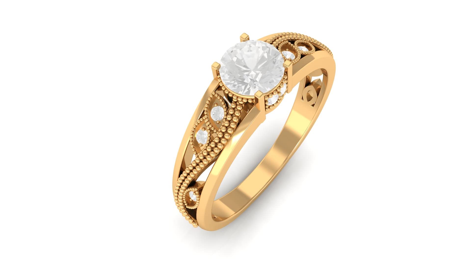 3/4 CT White Sapphire Solitaire Engagement Ring - 14K Solid Gold April Birthstone Ring for Women | Elegant Wedding, Proposal & Anniversary Jewelry Gift