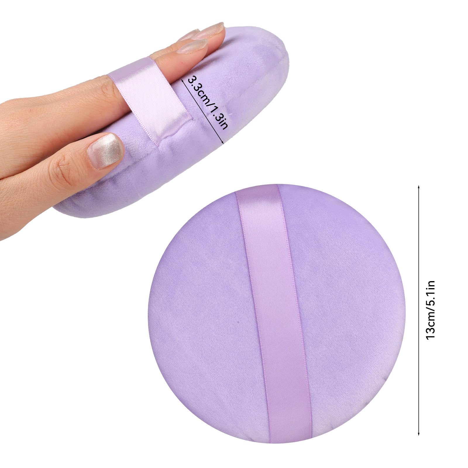 5 Inch Ultra Soft Velour Powder Puff - Large Washable Round Makeup Sponge for Setting Powder, Loose Powder & Foundation - Perfect for Face Makeup Application, Blending and Cleaning - Ideal for Daily Beauty Routine, Professional Makeup & Travel Touch-ups