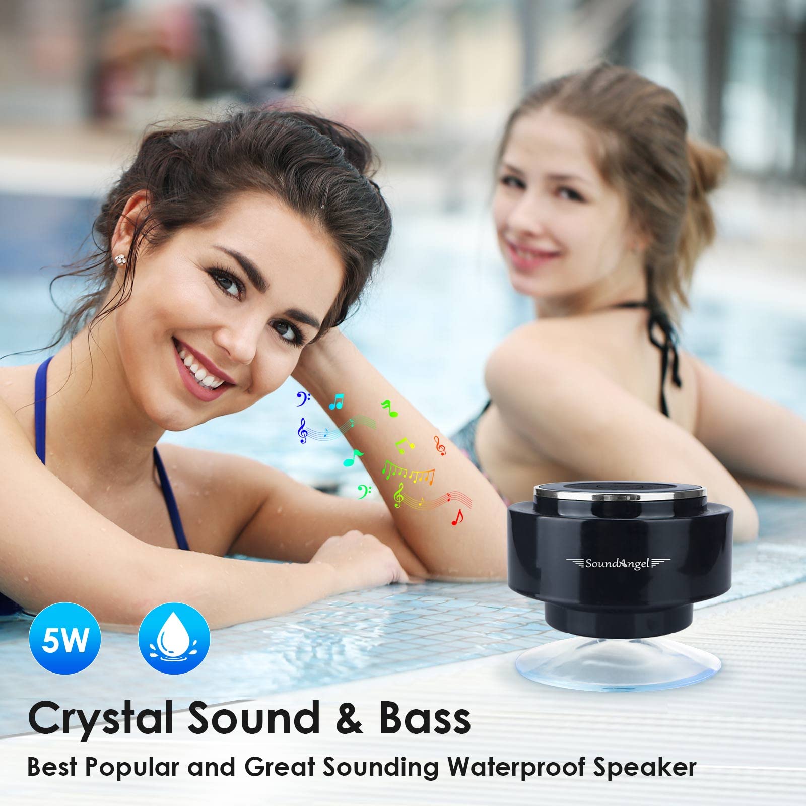 XLEADER IPX7 Waterproof Bluetooth Shower Speaker with Suction Cup - Wireless Portable Speaker with Crystal Clear Sound, Built-in Mic for Phone & Tablet - Perfect for Bathroom, Pool, Beach & Outdoor Activities