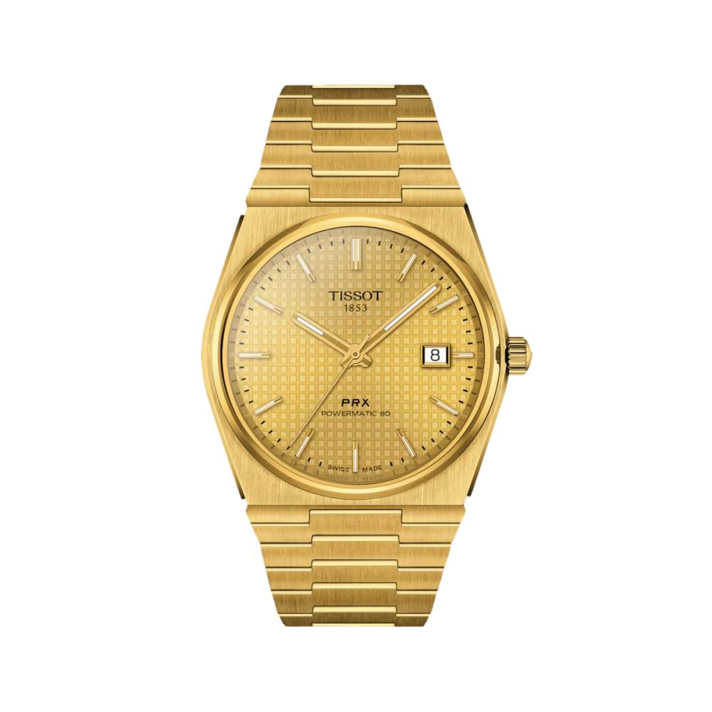 Tissot PRX Powermatic 80 Automatic Watch - 40mm Gold-Tone Stainless Steel Bracelet | Luxury Swiss Timepiece for Men, Business & Formal Occasions