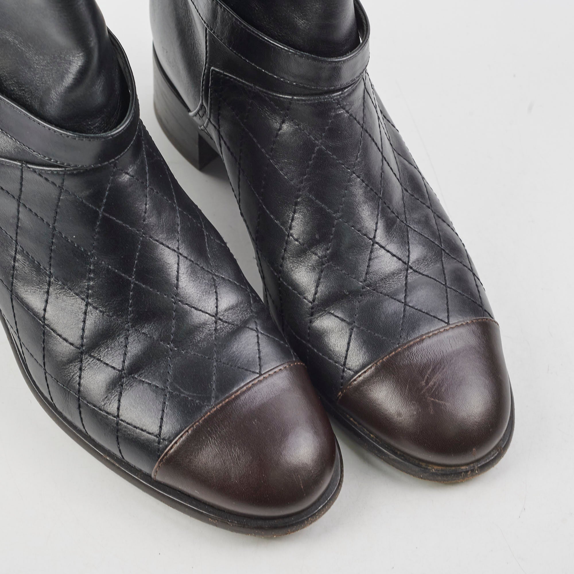 Chanel Black Leather Ankle Boots Women's Size 38 - Stylish & Comfortable for Office, Party & Night Out