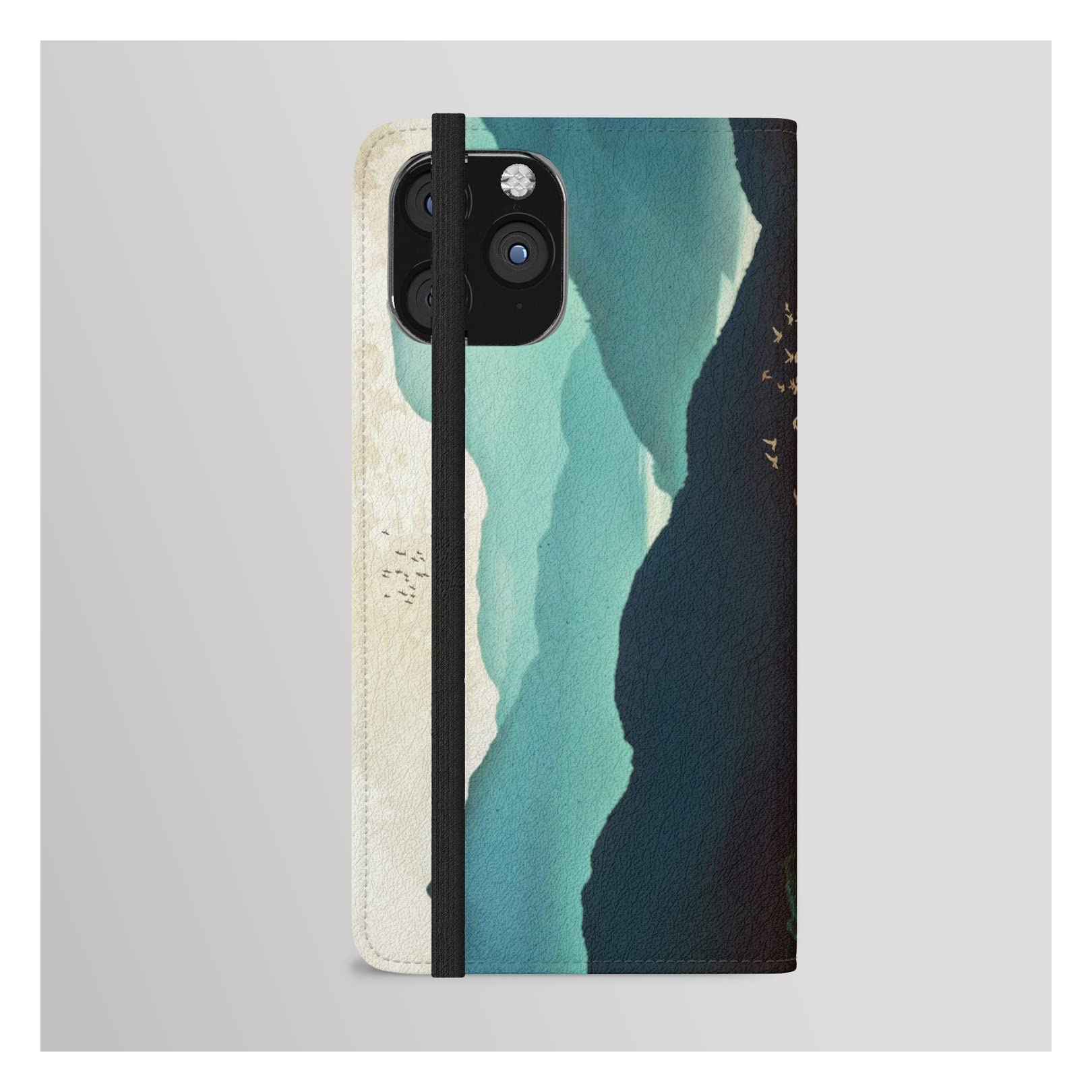 Spacefrogdesigns Indigo Mountains iPhone 12 Wallet Phone Case - Premium Protective Cover with Card Slots | Perfect for Travel, Work & Everyday Use