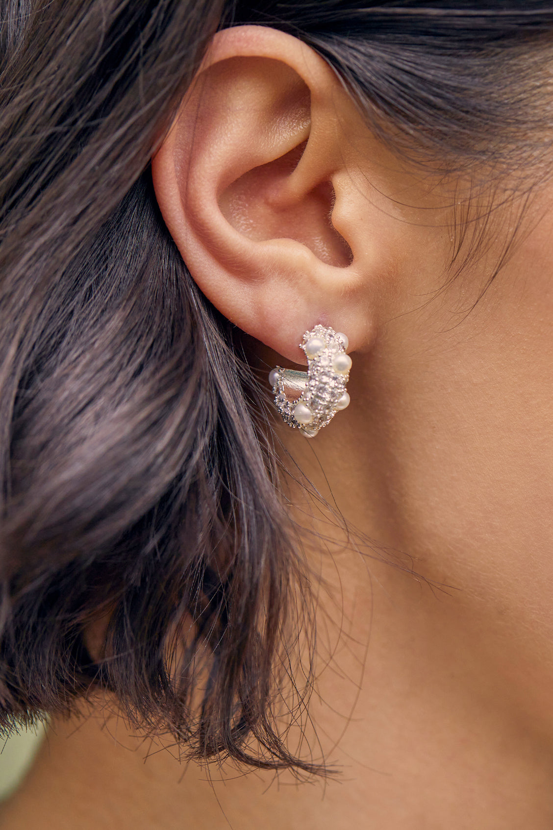 Elegant Pearl and Cubic Zirconia Hoop Earrings for Women - Perfect for Weddings, Parties & Special Occasions