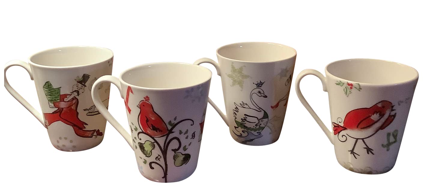 Lenox 12 Days of Christmas Set of 4 Holiday Mugs - Perfect for Christmas Gifts, Festive Parties & Cozy Hot Cocoa Moments