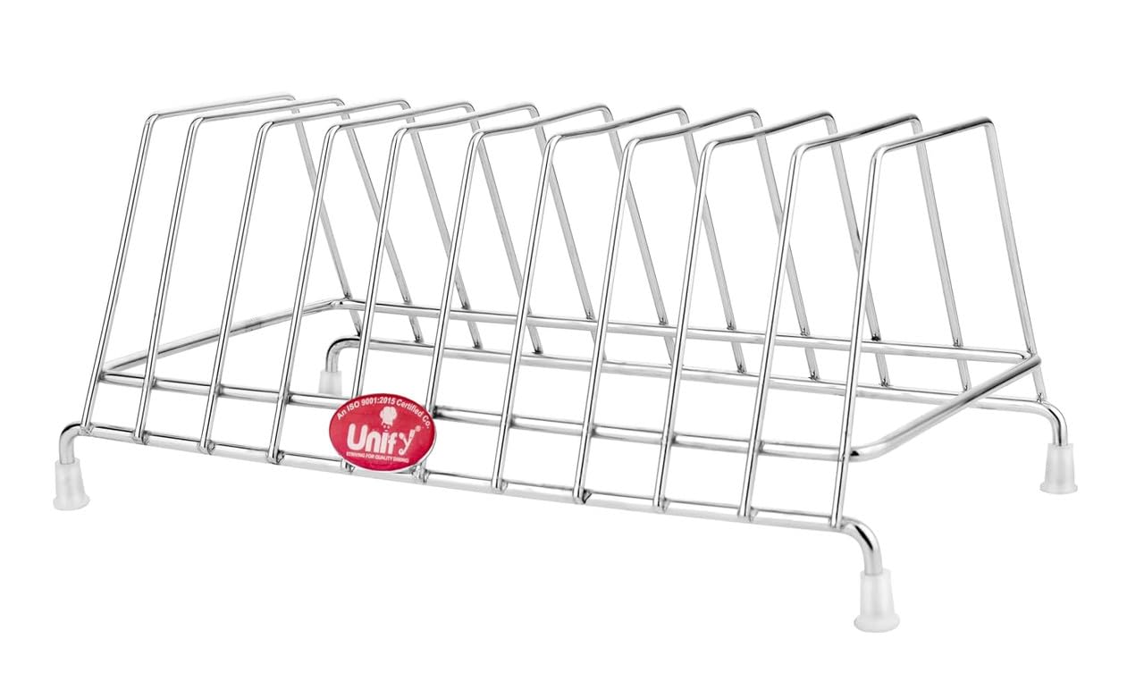 Stainless Steel Plate Rack & Utensil Holder - 2 Pack Chrome Kitchen Organizer for Cabinets | Space-Saving Storage for Plates, Lids & Cooking Tools | Perfect for Small Kitchens & Dish Drying