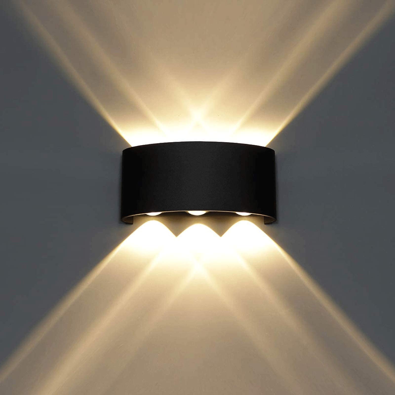 Modern LED Wall Lamp - 6 Light Sources, 12W Up & Down Wall Light, Waterproof Aluminum Wall Wash Lights for Indoor/Outdoor Use - Perfect for Bathroom, Porch, Bedroom, Corridor, Living Room, Stairs & Hallway Lighting