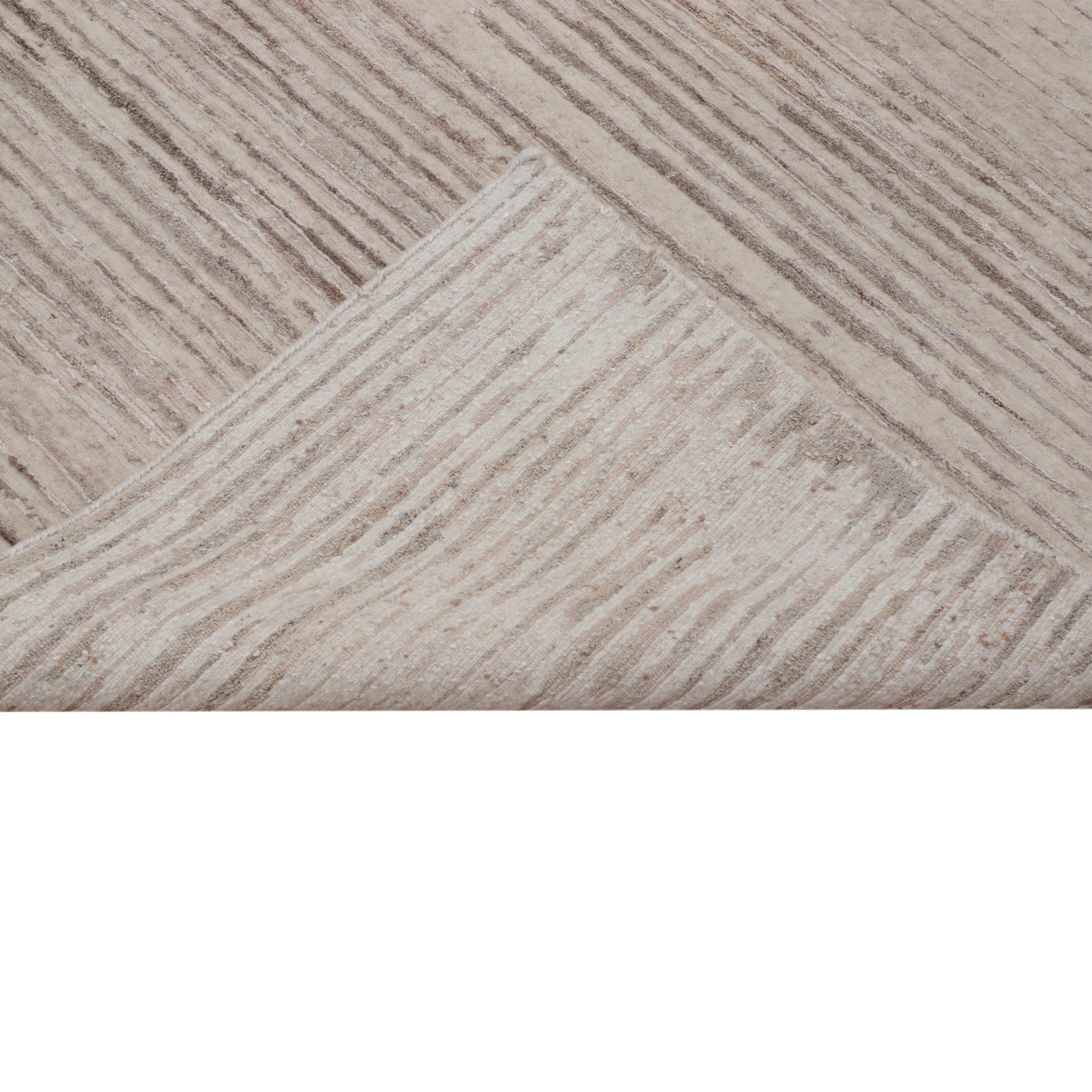 Beige Contemporary Wool Blend Rug 8'1 x 10' - Soft & Durable Area Rug for Living Room, Bedroom & Office Decor