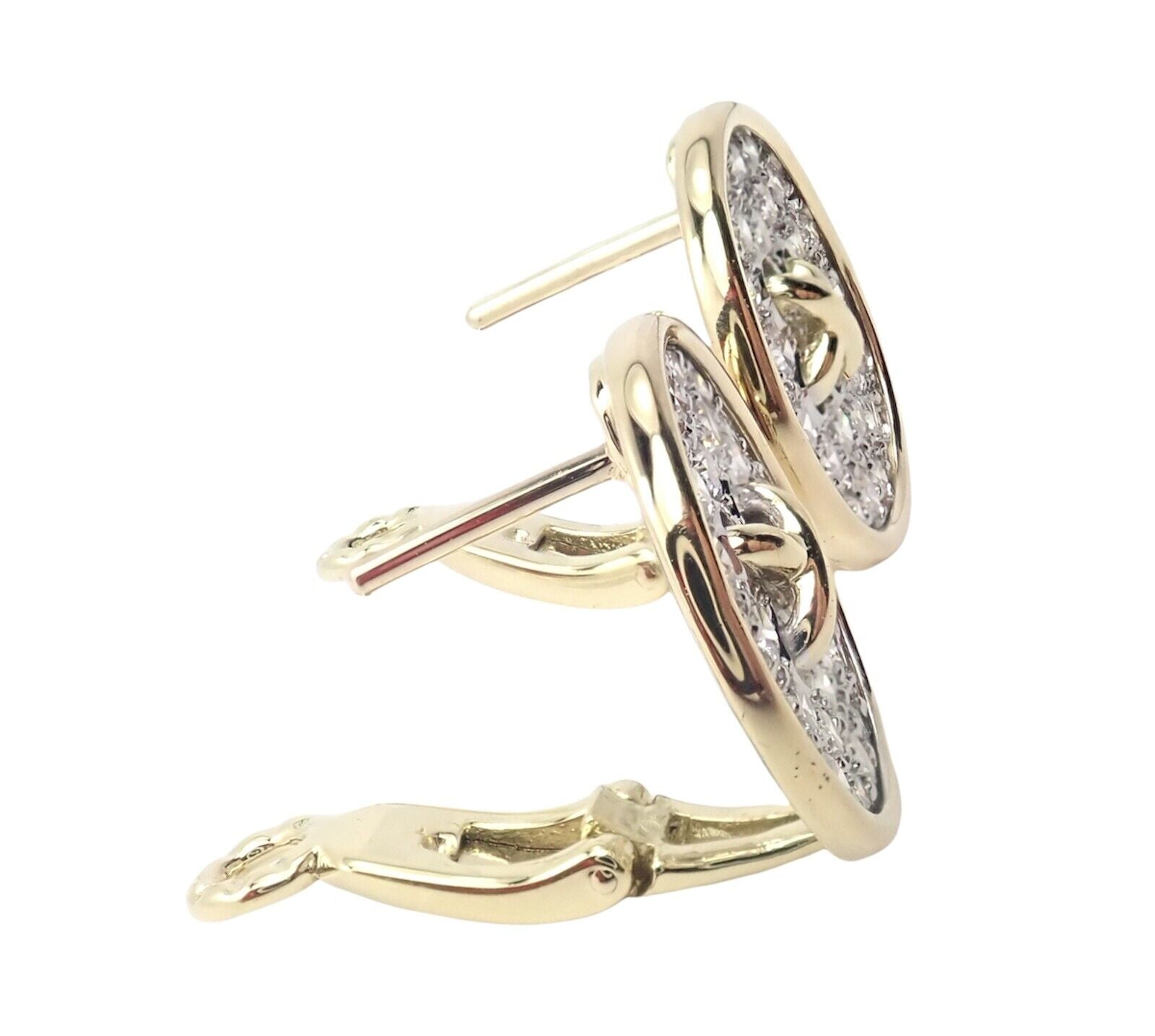 Authentic Tiffany & Co 18K Yellow Gold Diamond Signature Button Earrings - Luxury Jewelry for Women, Perfect for Weddings, Parties & Special Occasions
