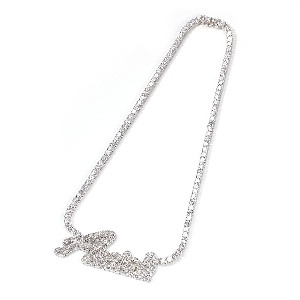 Custom Iced Out Name Necklace - Personalized Hip Hop Bling Diamond Pendant with 20