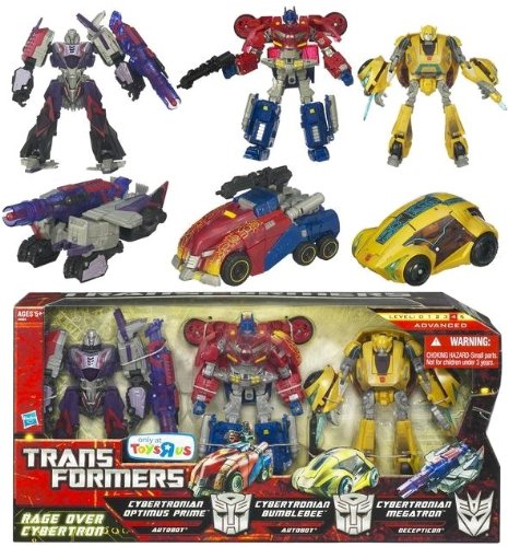 Transformers Generations Rage Over Cybertron Action Figures - Deluxe Cybertronian Optimus Prime, Bumblebee & Megatron Set - Collectible Robot Toys for Kids & Adults - Perfect for Display, Play & Gifts