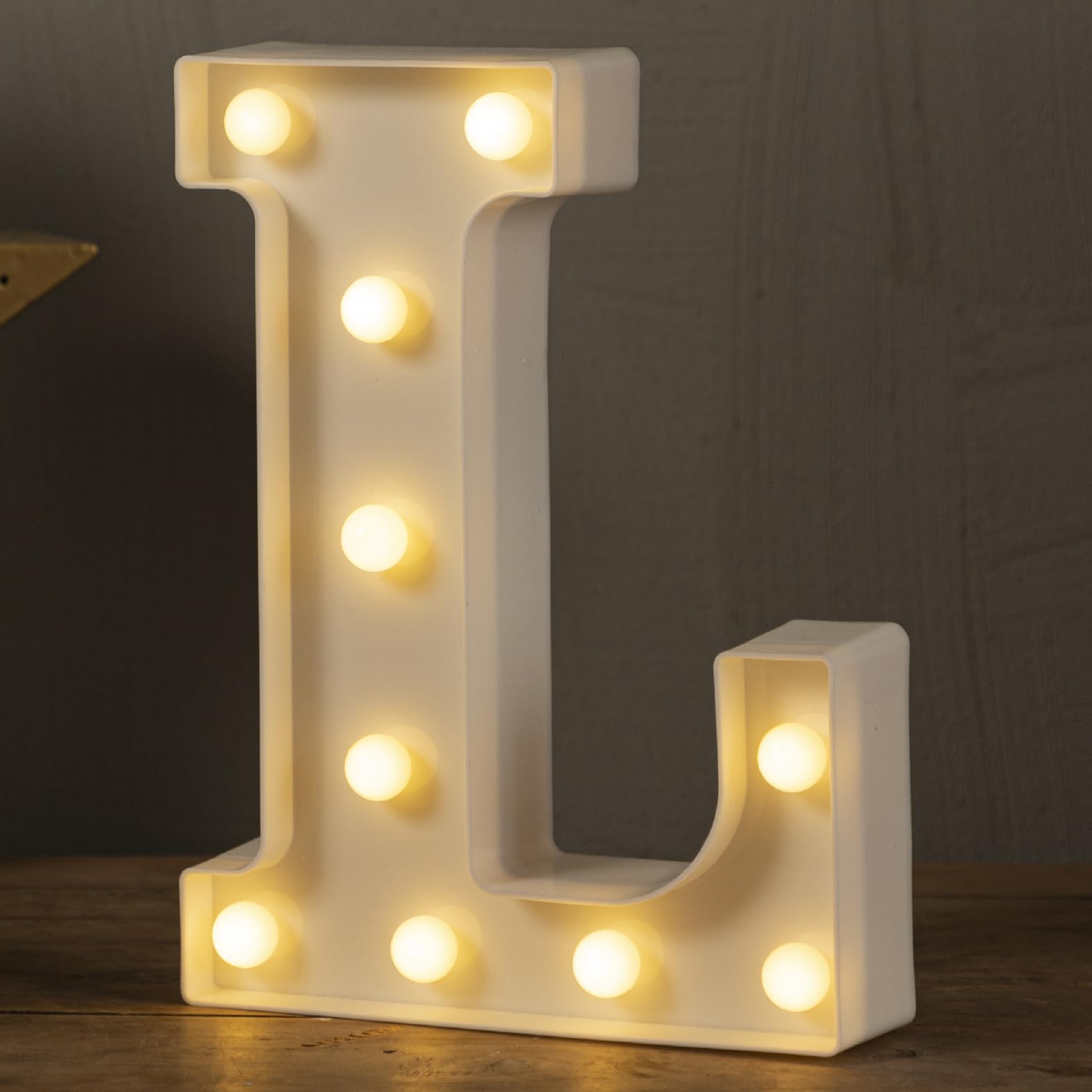 HXWEIYE LED Light Up Letters L - Warm White Marquee Alphabet & Number Signs for Party, Birthday, Bar, Christmas Decor - Battery Powered Big Letters for Home & Event Lighting