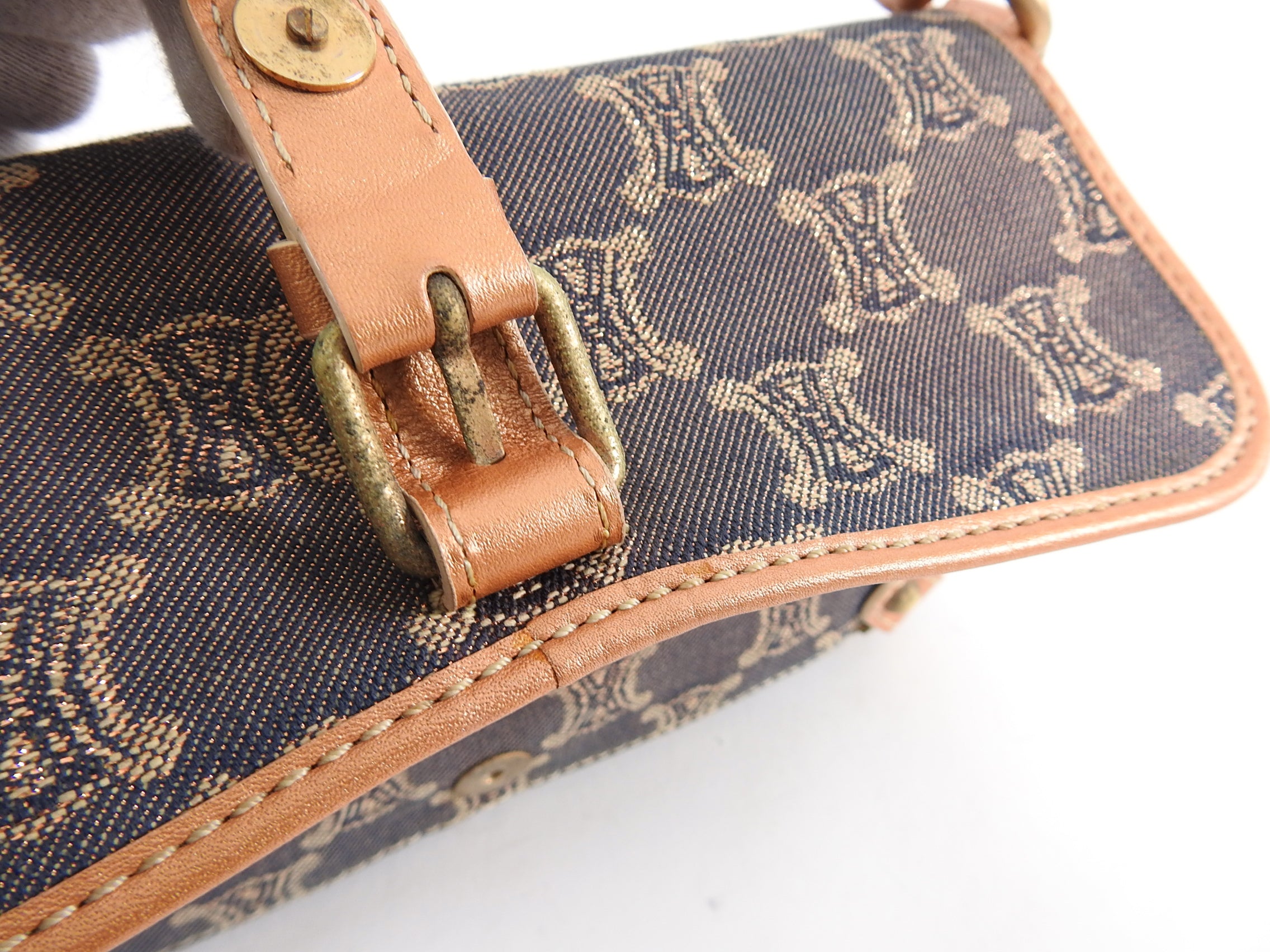 Celine Vintage 2007 Denim Macadam Logo Pochette Bag - Authentic Designer Crossbody Purse for Women | Perfect for Date Night, Travel & Everyday Use