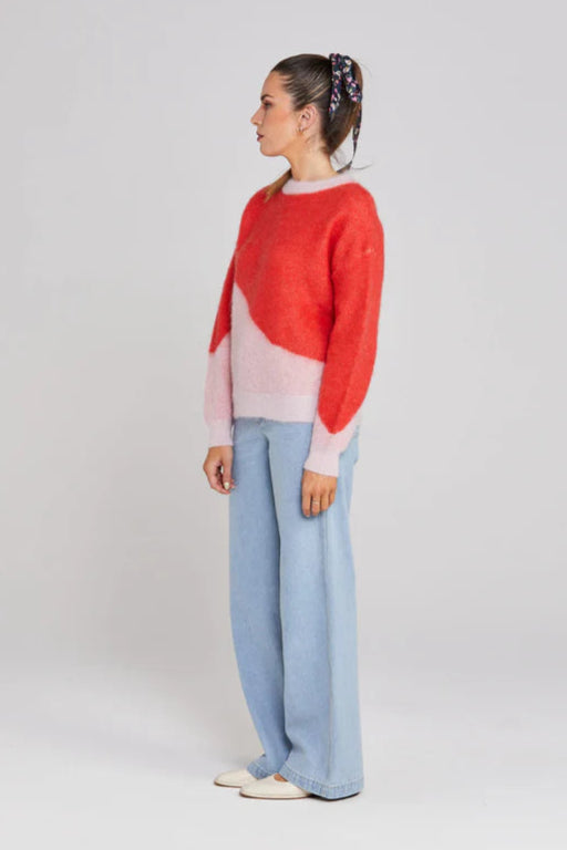 Pink Split Pinky Tomato Wool Jumper for Women - Cozy Winter Sweater for Casual Outfits & Cold Weather Fashion