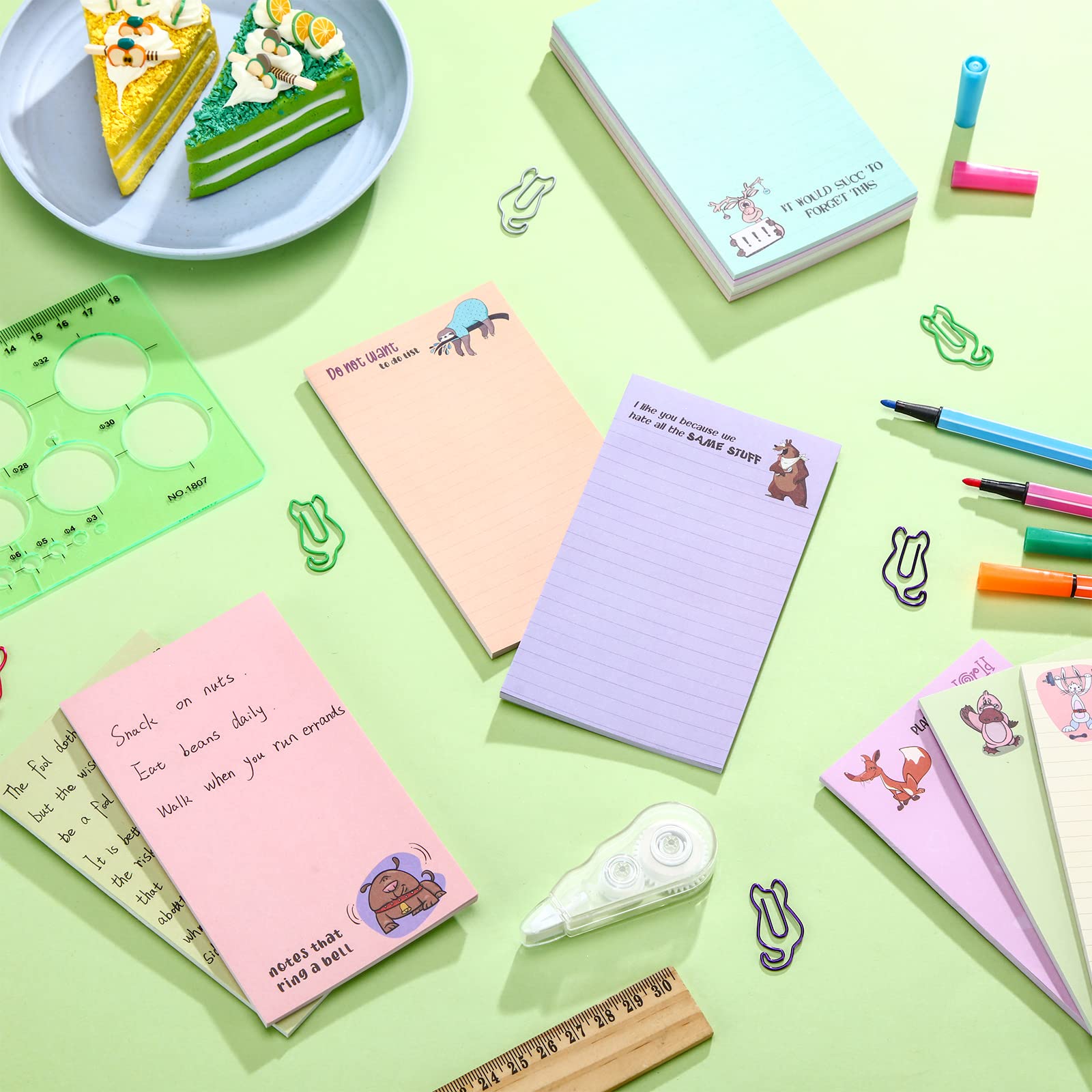 12 Pack Funny Animal Notepads - 3x5 Inch Humorous Memo Pads for Office, Coworkers, Teachers & Adults - 30 Sheets Per Pad - Perfect for Workplace Gifts, Desk Supplies & Daily Note-Taking (Cute Animals Design)
