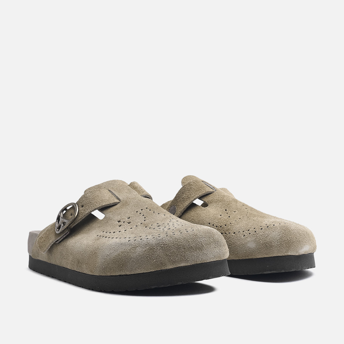 Comfortable Suede Clog Sandals in Taupe - Perfect for Casual Wear, Home & Outdoor Activities