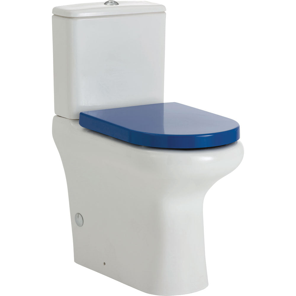 Fienza Rak Compact Back to Wall Toilet Suite with Soft-Close Blue Seat - Perfect for Small Bathrooms & Space-Saving Modern Homes