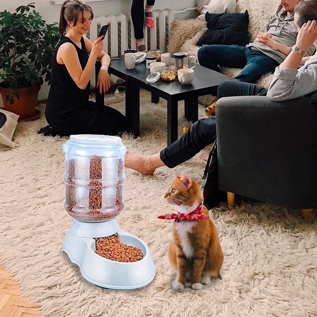 JRS TRADERS Automatic Self-Dispensing Plastic Gravity Pet Waterer for Cats & Dogs - Small Size Pet Water Bowl for Home, Travel, and Outdoor Use