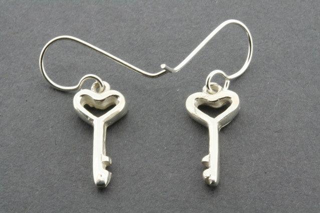 Heart Key Earrings - Sterling Silver Dangle Earrings for Women - Perfect Gift for Valentine's Day, Anniversary & Romantic Occasions
