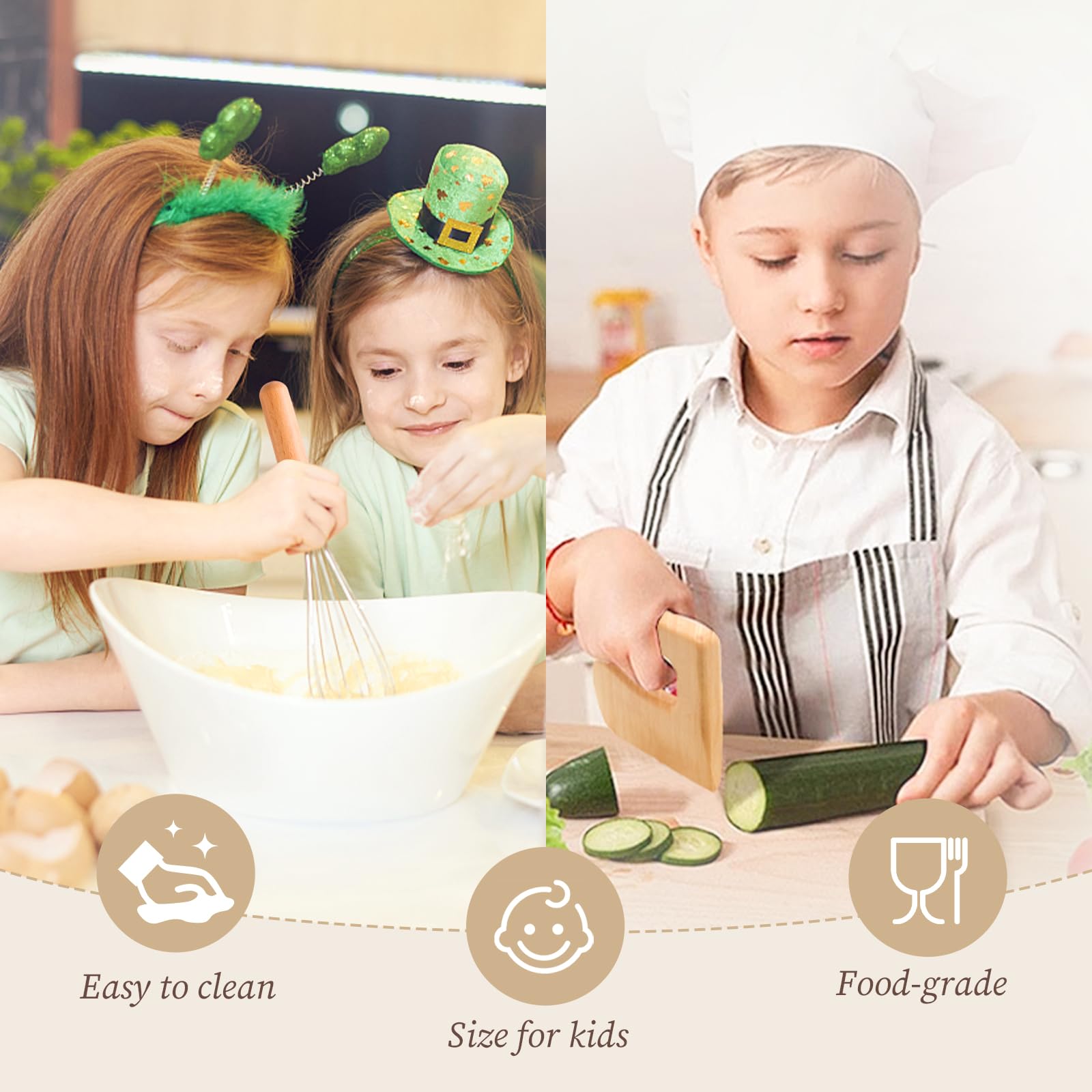 **Wooden Kids Cooking & Baking Set – 14 PCS Montessori Kitchen Tools for Toddlers | Safe Wooden Knife, Cutting Board, Apron & Rolling Pin | Food-Grade Materials for Pretend Play & Real Cooking**    *(Use for Montessori learning, pretend play, baking activities, and early culinary skill development!)*