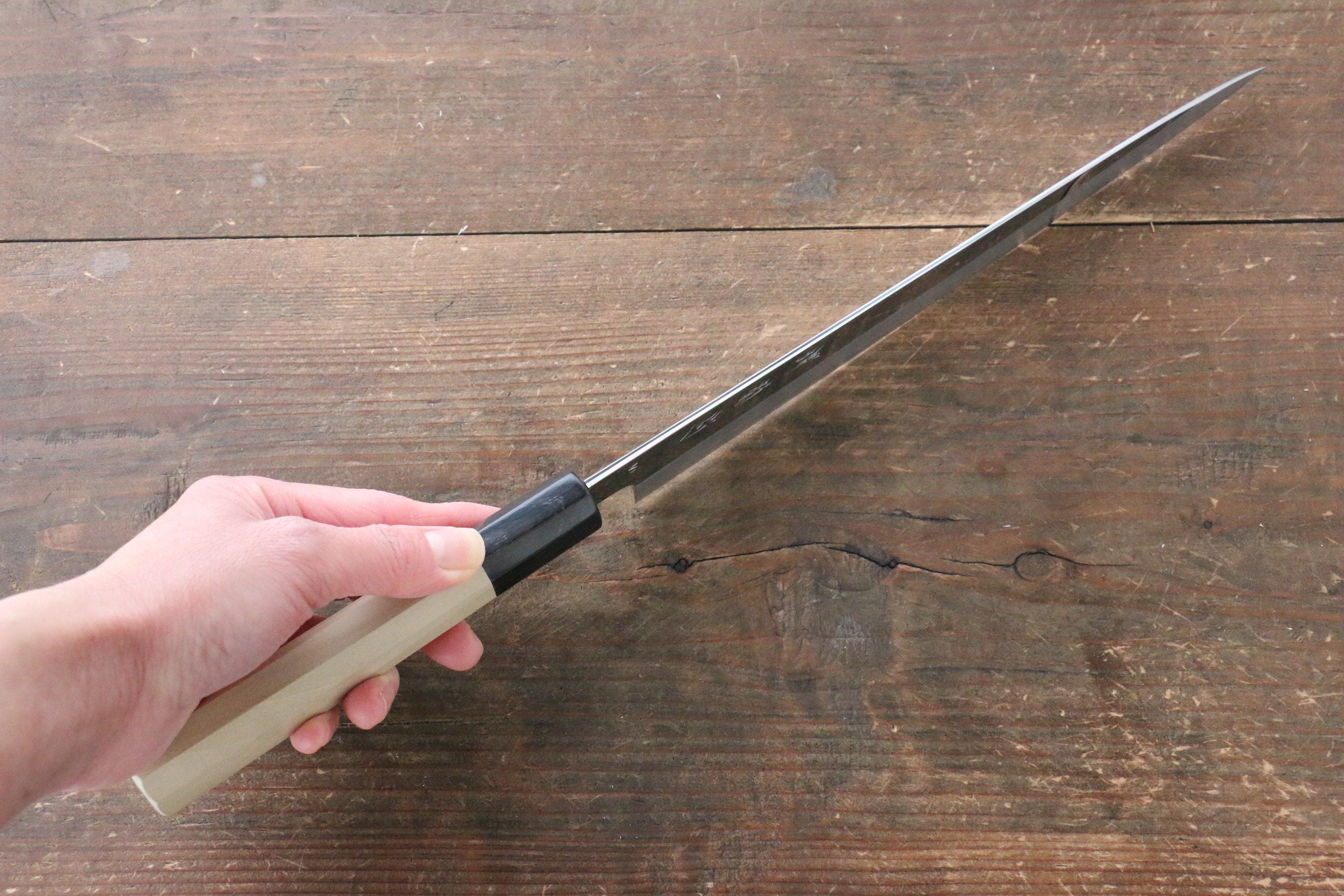 Premium Kikumori VG10 Stainless Steel Sujihiki Knife 240mm - Mirror Polished Blade with Magnolia Wood Handle - Perfect for Sushi, Sashimi & Meat Slicing