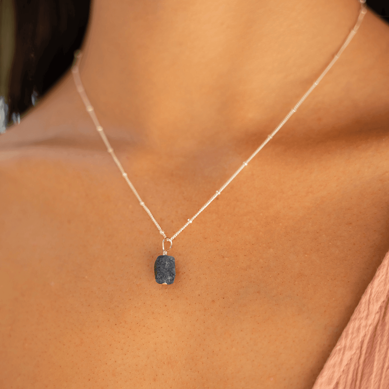 Natural Raw Sapphire Pendant Necklace - Dainty & Elegant Jewelry for Women - Perfect for Everyday Wear, Gifts & Special Occasions