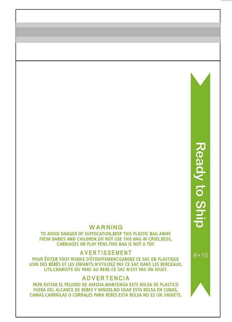 KKBESTPACK 8x10 Clear Poly Bags with Suffocation Warning - 100 Count Transparent Self-Sealing Plastic Packaging Bags for Clothing, Small Business Shipping & Retail - Tamper Evident, Durable for Ecommerce, Garment Protection & Product Storage